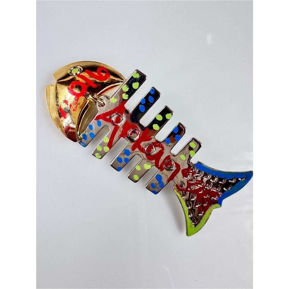 “ ARKANSAS “Colorful Fishbone Enamel Pin - Neon Green, Blue, Red